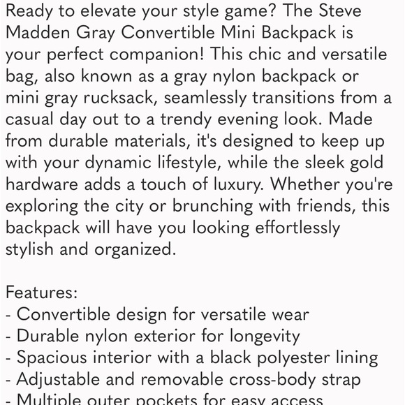 Steve Madden Backpack - Picture 2 of 8